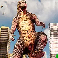 Čudovišni Dinosaur Divlja Napad Na Grad