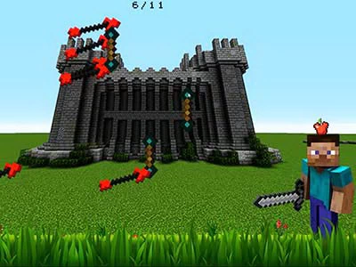 Minecraft Apple Shooter schermafbeelding van het spel